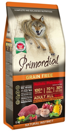 1-14.jpg Primordial Dog Grain Free Adult Buffalo & Mackerel 12kg - obrazek 1
