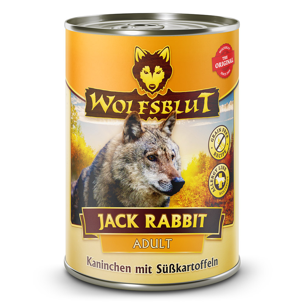 1f9a41446c10e603bb036660e7a45414c572aeac_wb784127_wolfsblut_nassfutter_jackrabbit_395g_dose_4260603784127_1000px_shd_3.jpg Wolfsblut Dog Jack Rabbit - królik, zając i bataty puszka 395g - obrazek 1