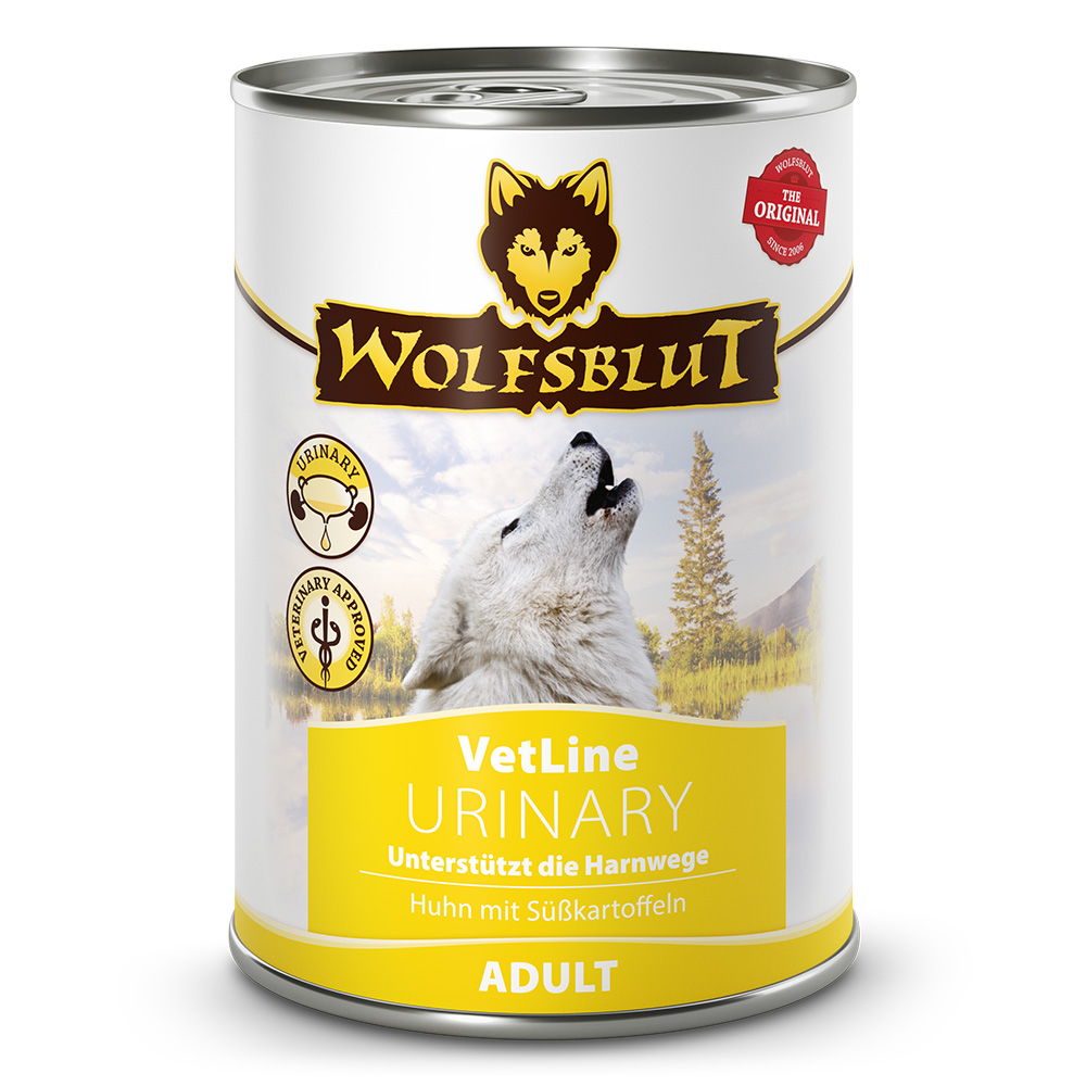 44cd95b1e54216479d4595a15dcdc8c3f8cc18d1_wb789641_wolfsblut_vetline_urinary_front_395g_4260603789641_1000px_shd.jpg Wolfsblut Dog VetLine Urinary - kurczak i bataty puszka 395g - obrazek 1