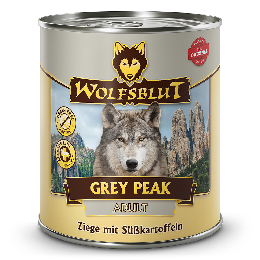 55ed5a8f450d4fc75fabc09925dafe0657c10319_WB783687_Wolfsblut_Nassfutter_Grey_Peak_Adult_Front_800g_4260603783687_1000px_SHD.jpg Wolfsblut Dog Grey Peak - koza i bataty puszka 800g - obrazek 1
