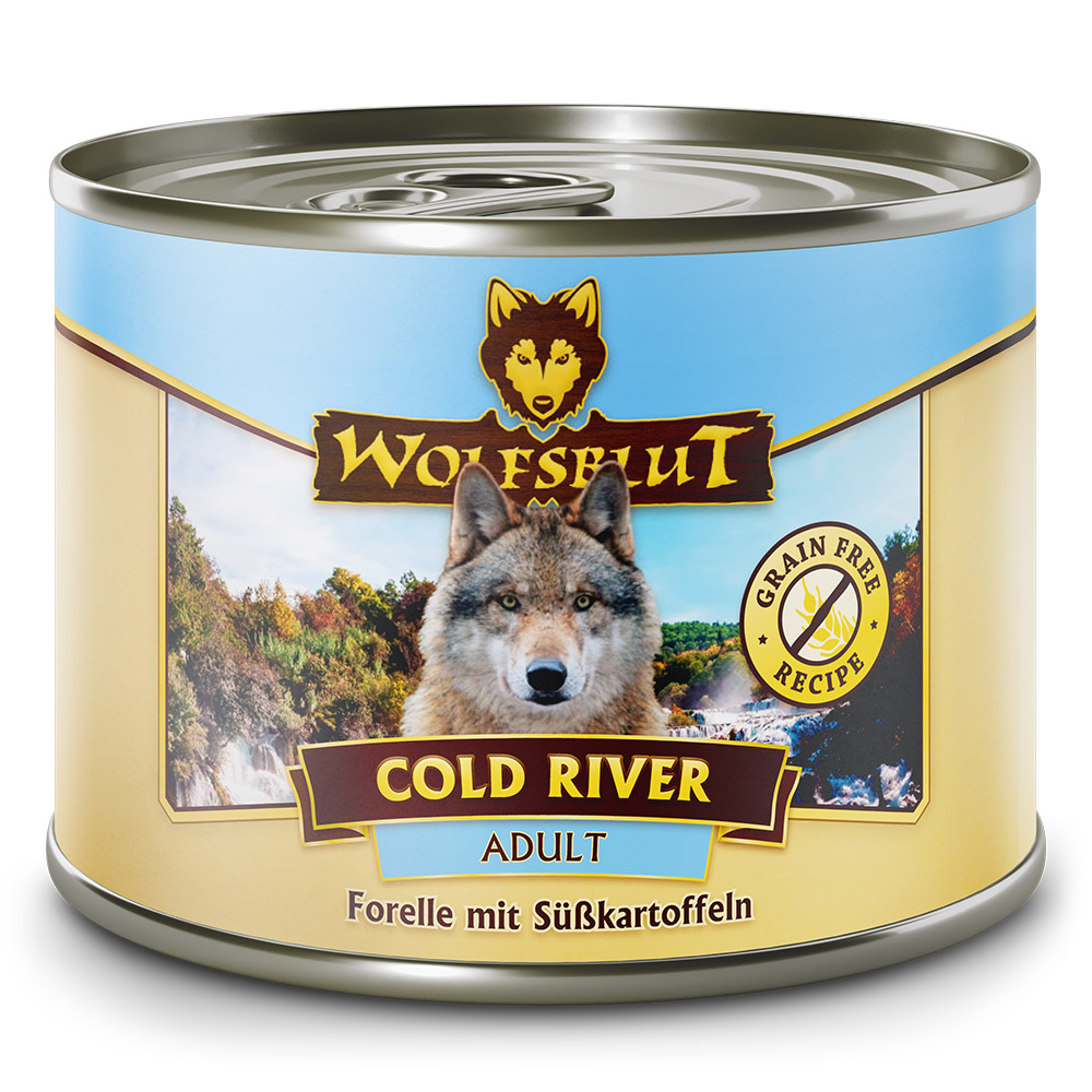 6cfa324ca77d7a6a7d6ca639b44d59fc3a9f93ad_wb783489_wolfsblut_nassfutter_coldriver_200g_dose_4260603783489_1000px_shd.jpg Wolfsblut Dog Cold River - pstrąg i bataty puszka 200g - obrazek 1
