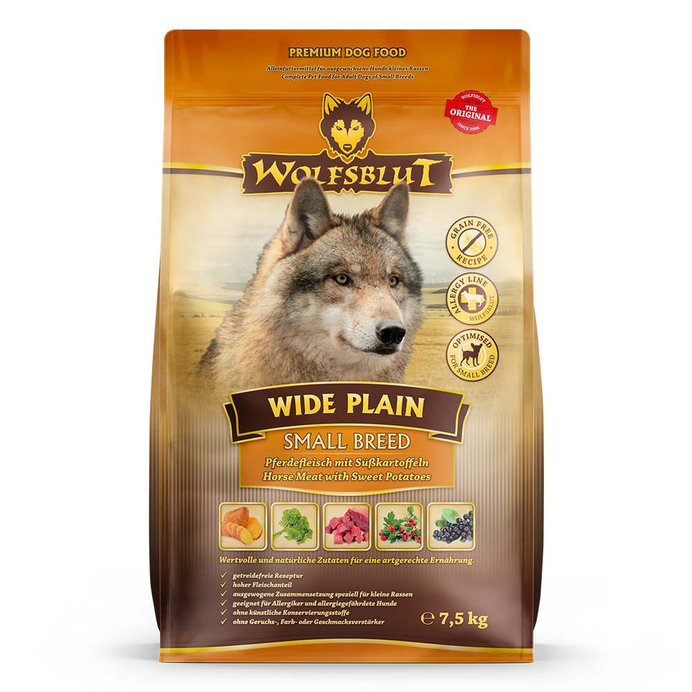 6eb99deca21ca351b3c1517916d38db3d0c4d295_wb764041_wolfsblut_trockenfutter_wideplain_smallbreed_front_7_5kg_1000x1000_shd.jpg Wolfsblut Dog Wide Plain Small - konina i bataty 7,5kg - obrazek 1