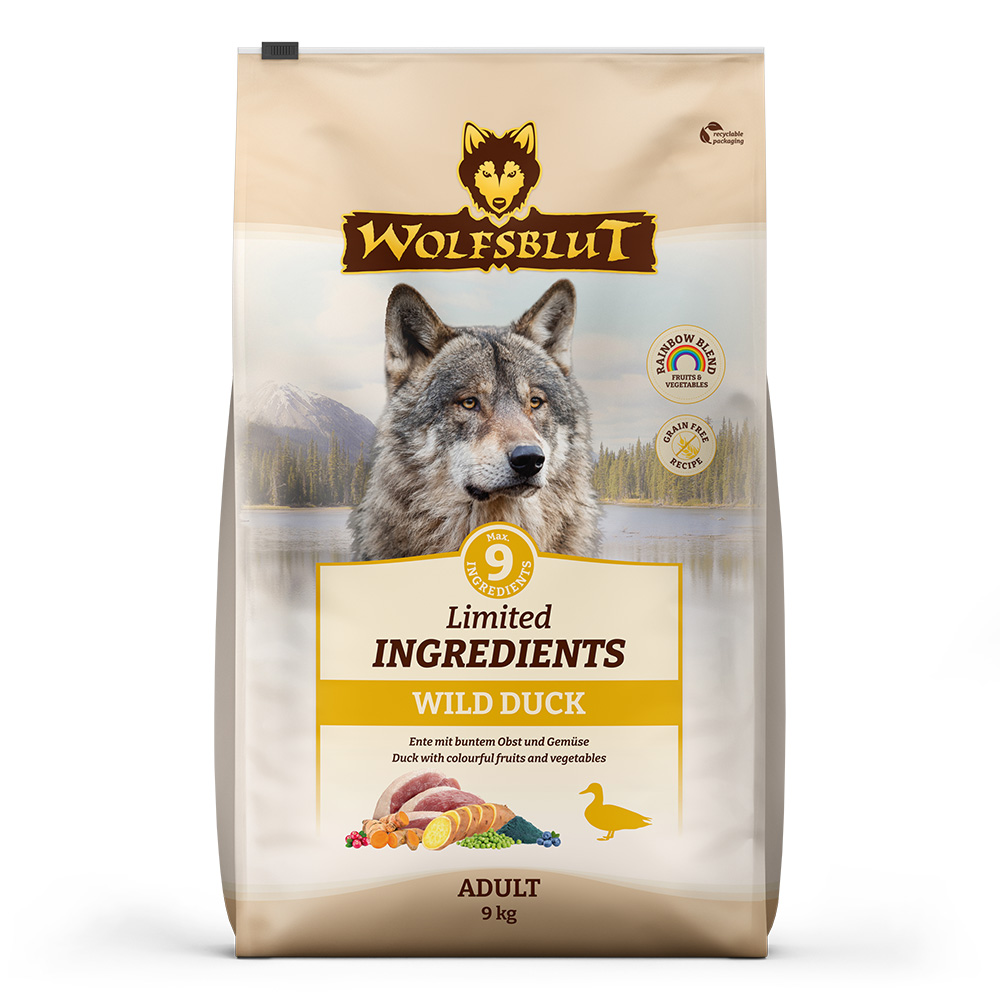 768a4c2cbb1f6880a436a136541f68d8babcb013_Wild_Duck_Limited_Ingredients_Wolfsblut_9_kg_verpackung_vorne.jpg Wolfsblut Dog Limited Ingredients Wild Duck - kaczka i ziemniaki 9kg - obrazek 1