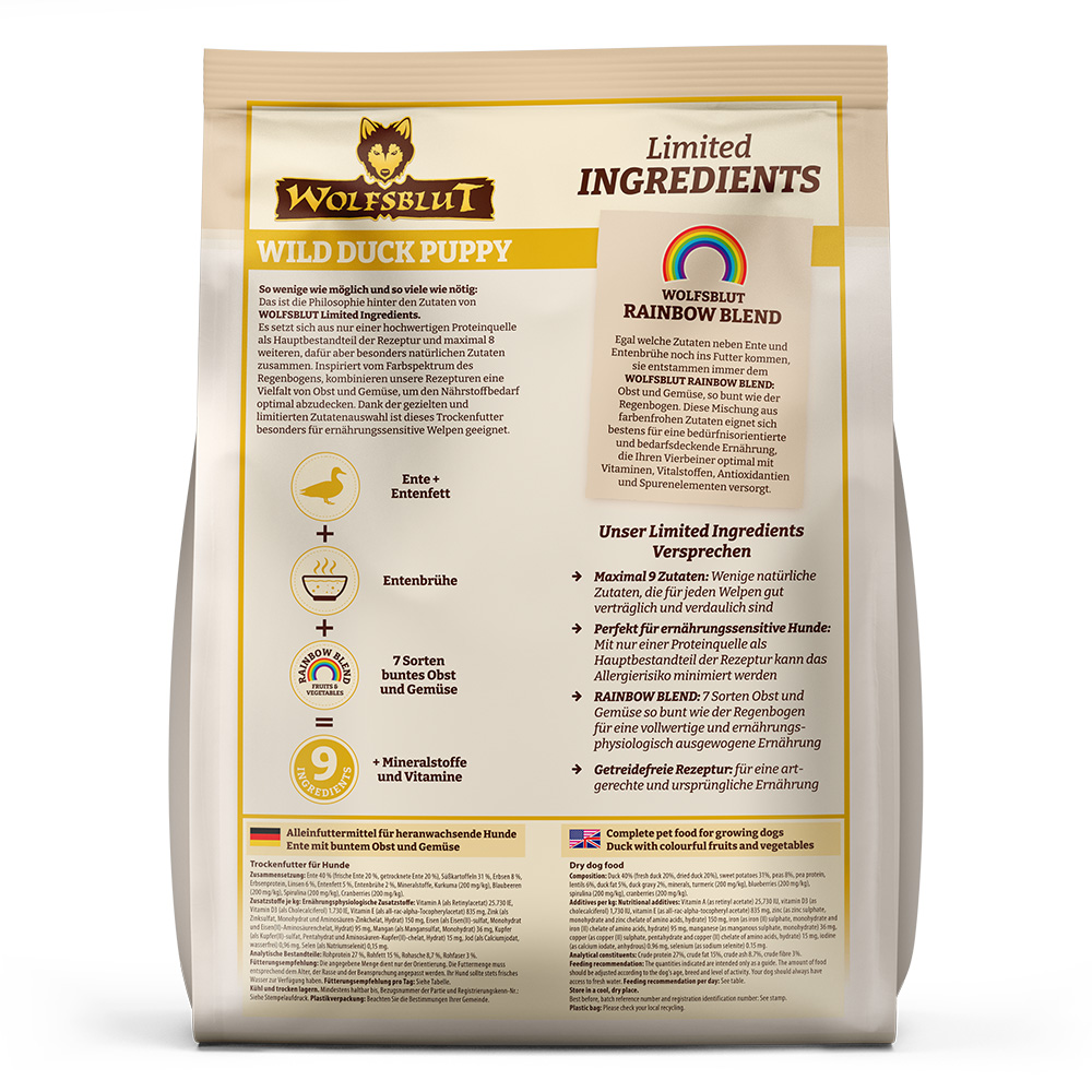 Wolfsblut Dog Limited Ingredients Wild Duck Puppy - kaczka i bataty 1kg - obrazek 3