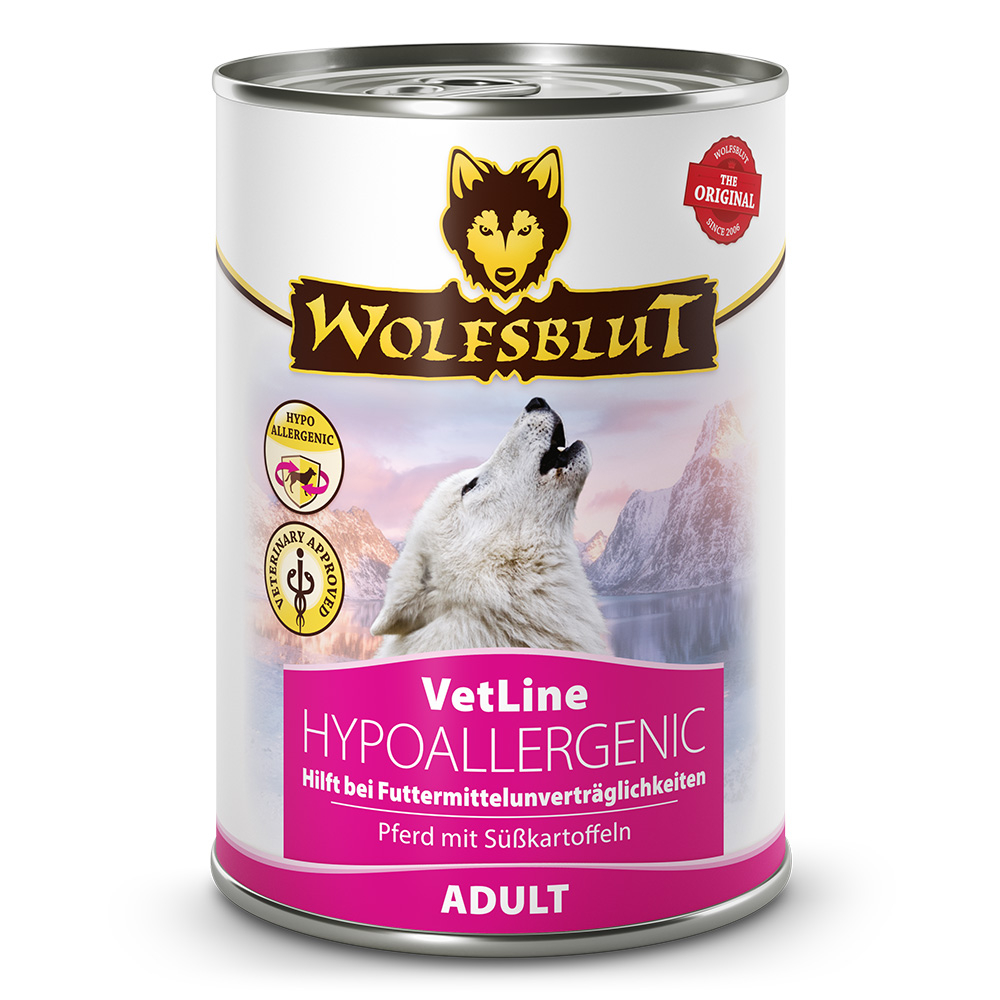 9b859c71ff6f4b8f145457bb092ade5d989a3bdd_wb789603_wolfsblut_vetline_hypoallergenic_front_395g_4260603789603_1000px_shd.jpg Wolfsblut Dog VetLine Hypoallergenic - konina i bataty puszka 395g - obrazek 1