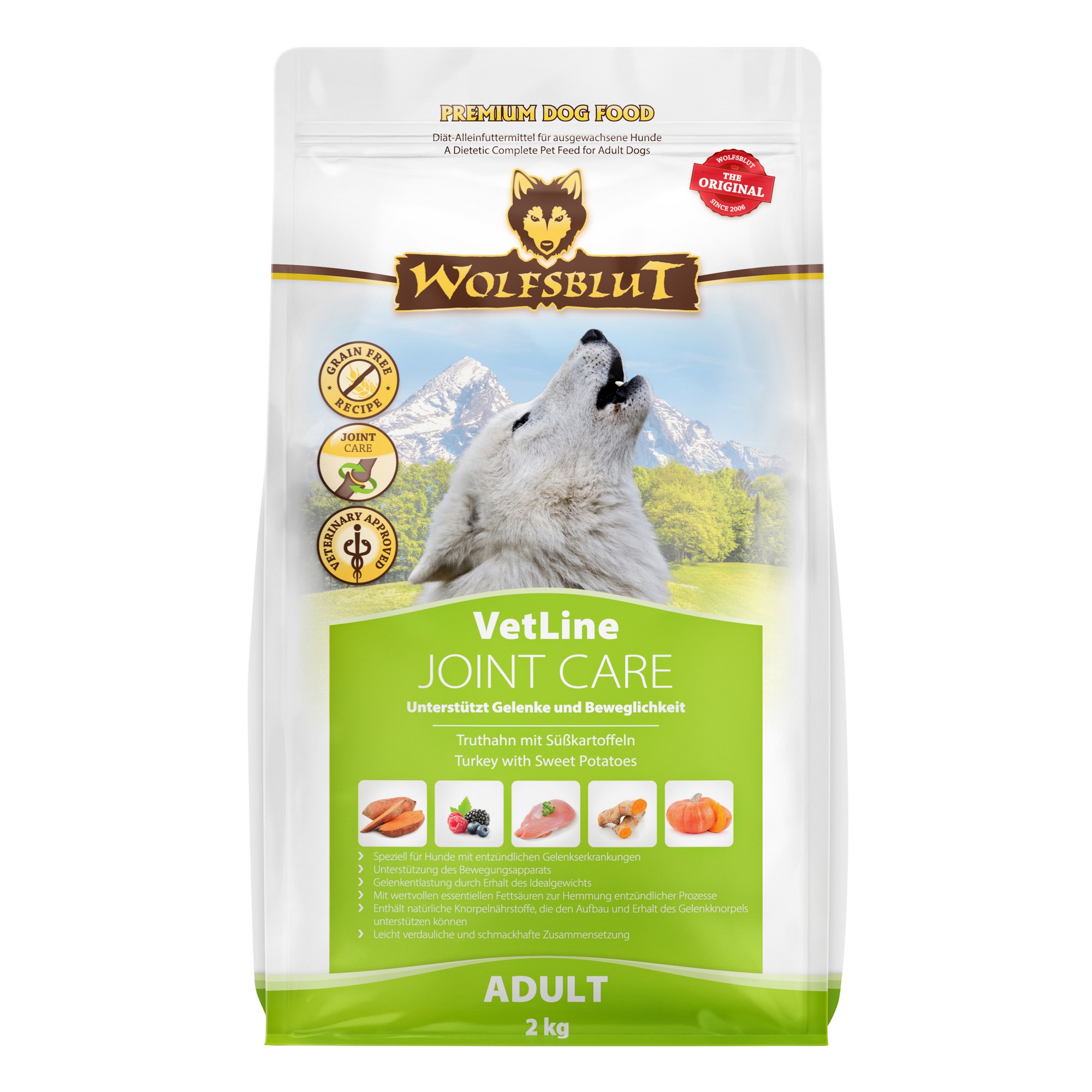 WB786503_Wolfsblut_Trockenfutter_JointCare_Front_2kg_4260603786503_2000px.jpg Wolfsblut Dog VetLine Joint Care - indyk i bataty 2kg - obrazek 1