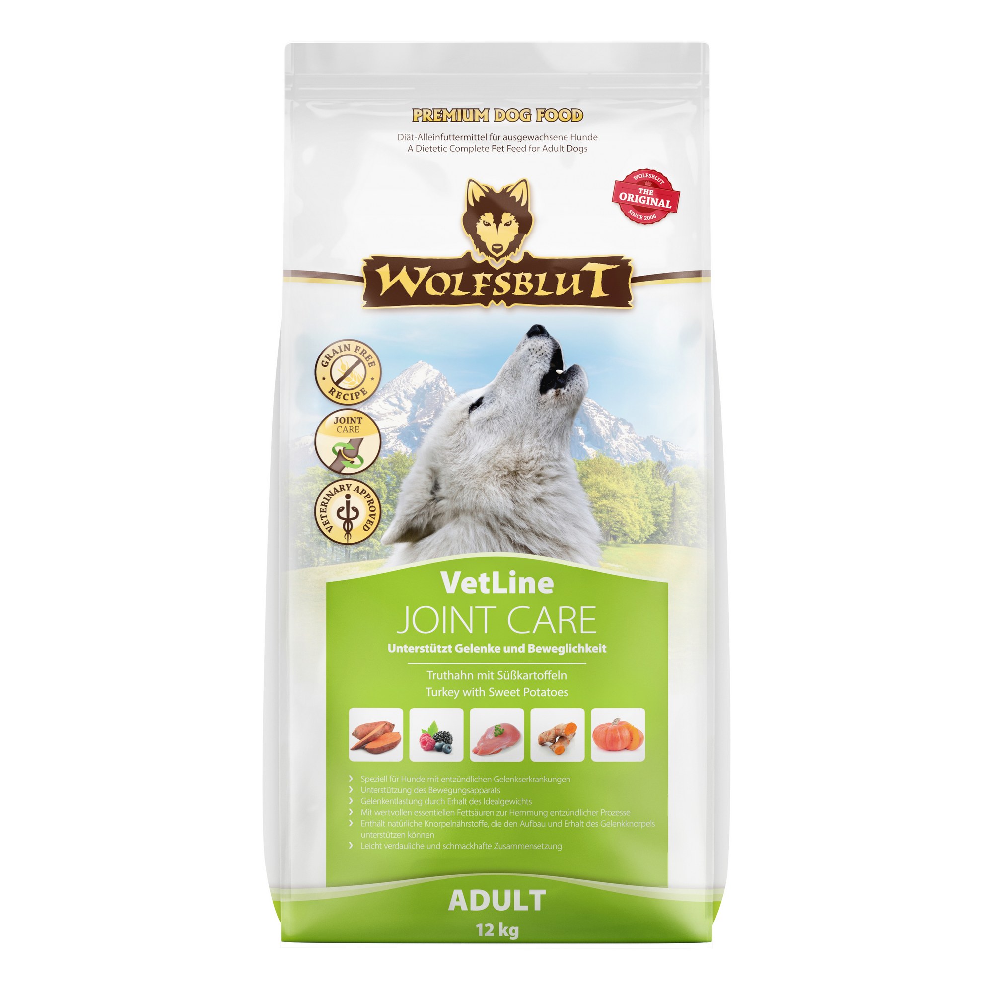 WB786510_Wolfsblut_Trockenfutter_JointCare_Front_12kg_4260603786510_2000px.jpg Wolfsblut Dog VetLine Joint Care - indyk i bataty 12kg - obrazek 1