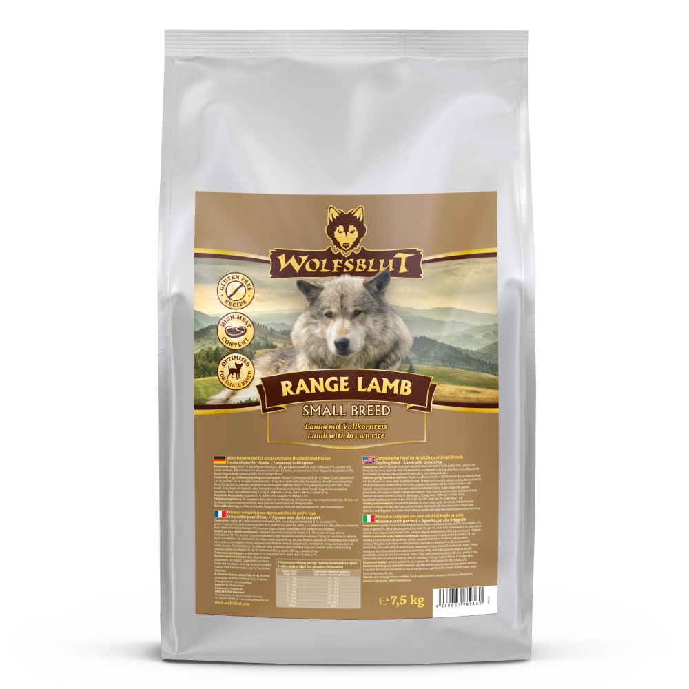 acb5586fa601a964aeab7f6081d56390b1557bb9_wb789160_wolfsblut_trockenfutter_rangelamb_smallbreed_front_7_5kg_shd_1000px.jpg Wolfsblut Dog Range Lamb Adult Small - jagnięcina i ryż 7,5kg - obrazek 1
