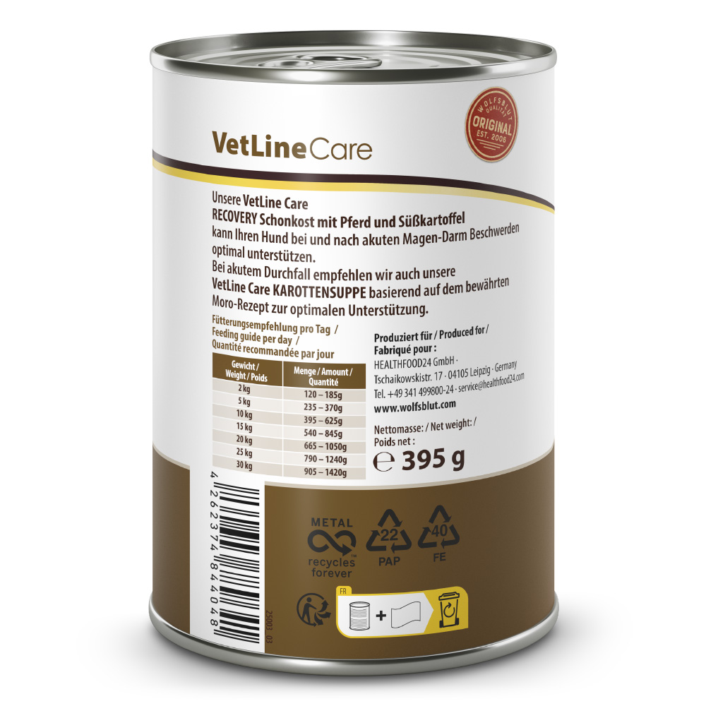 Wolfsblut Dog VetLine Care Recovery Horse - konina puszka 395g - obrazek 2