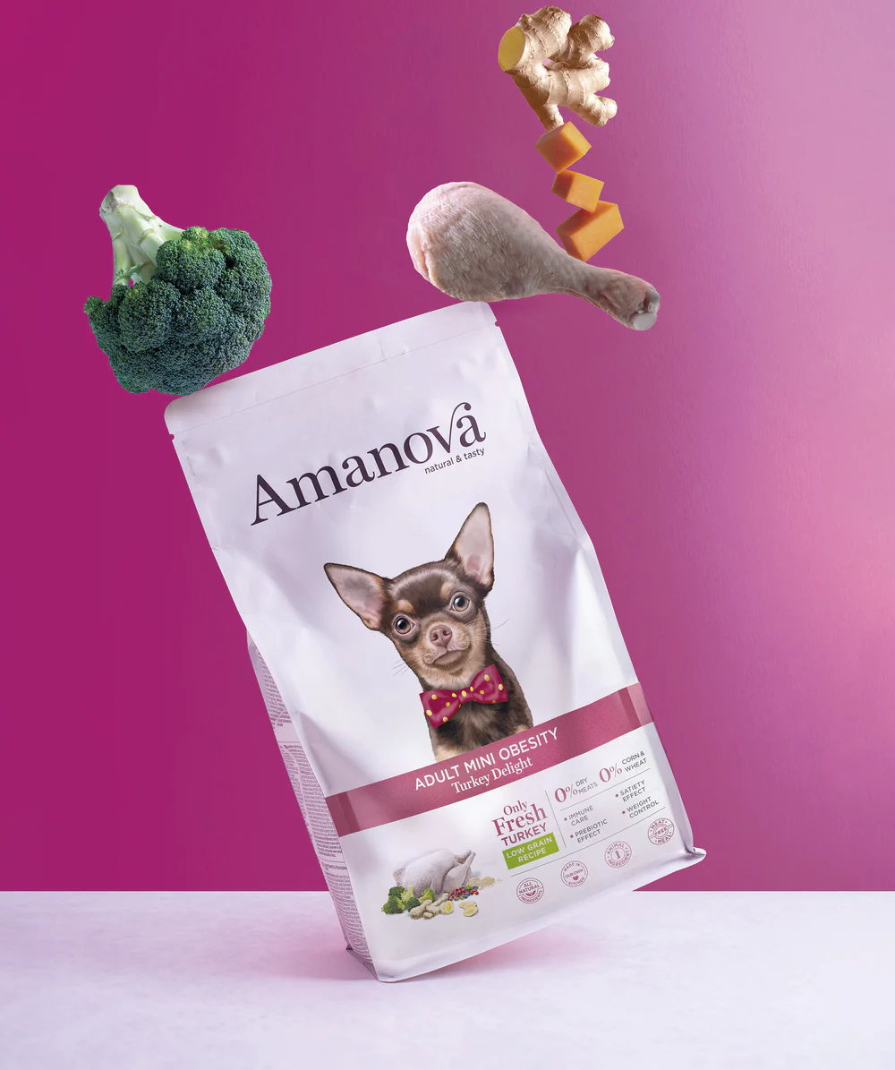dogminiobesity.webp Amanova Dog Adult Mini Obesity Turkey Delight - indyk 800g - obrazek 1