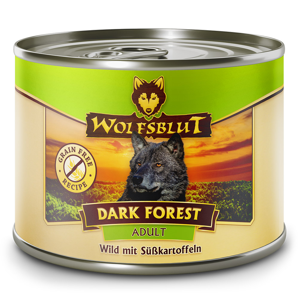 f40f77f005b27be231b3c1991dc57921722ec1fa_wb783328_wolfsblut_nassfutter_darkforest_200g_dose_4260603783328_1000px_shd.jpg Wolfsblut Dog Dark Forest - dziczyzna i bataty puszka 200g - obrazek 1