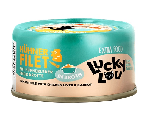 1-57.jpg Lucky Lou Extrafood Kurczak i wątróbka z kurczaka w bulionie puszka 70g - obrazek 1