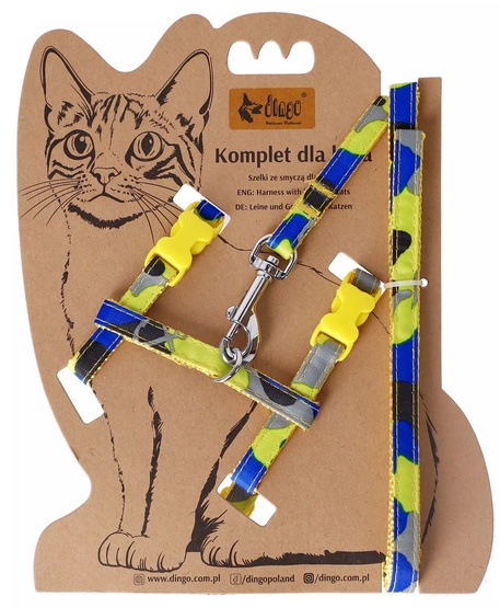 1-13.jpg Dingo Komplet dla kota - Smycz i szelki Yellow Bahama - obrazek 1